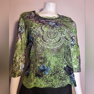 Women's green blue lace top